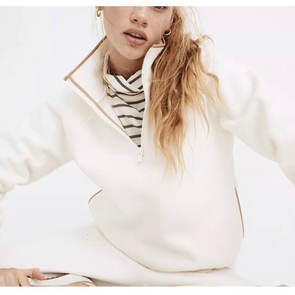 MADEWELL MWL Betterfleece Half-zip white Sweatshirt Size XS - Picture 4 of 10
